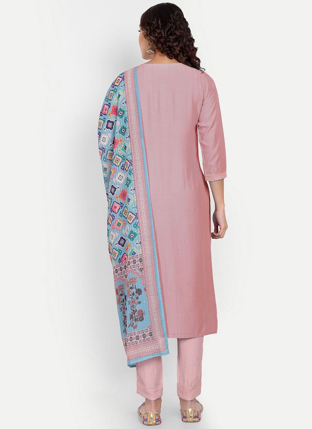 Salwar Suit Viscose Pink Embroidered Salwar Kameez