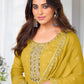 Salwar Suit Chinon Yellow Embroidered Salwar Kameez