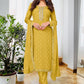 Salwar Suit Chinon Yellow Embroidered Salwar Kameez