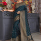 Designer Silk Morpeach Patch Border Saree