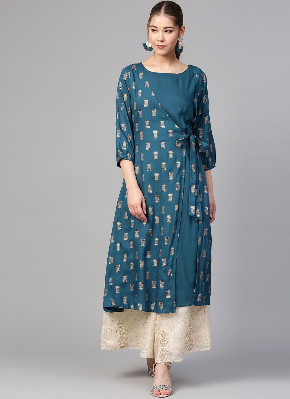 Party Wear Kurti Rayon Viscose Morpeach Print Kurtis