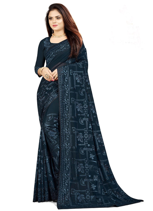 Contemporary Georgette Morpeach Embroidered Saree