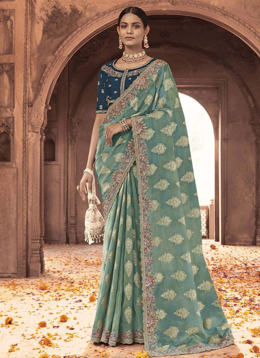 Classic Viscose Morpeach Jacquard Work Saree