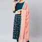 Straight Salwar Suit Crepe Silk Morpeach Floral Patch Salwar Kameez