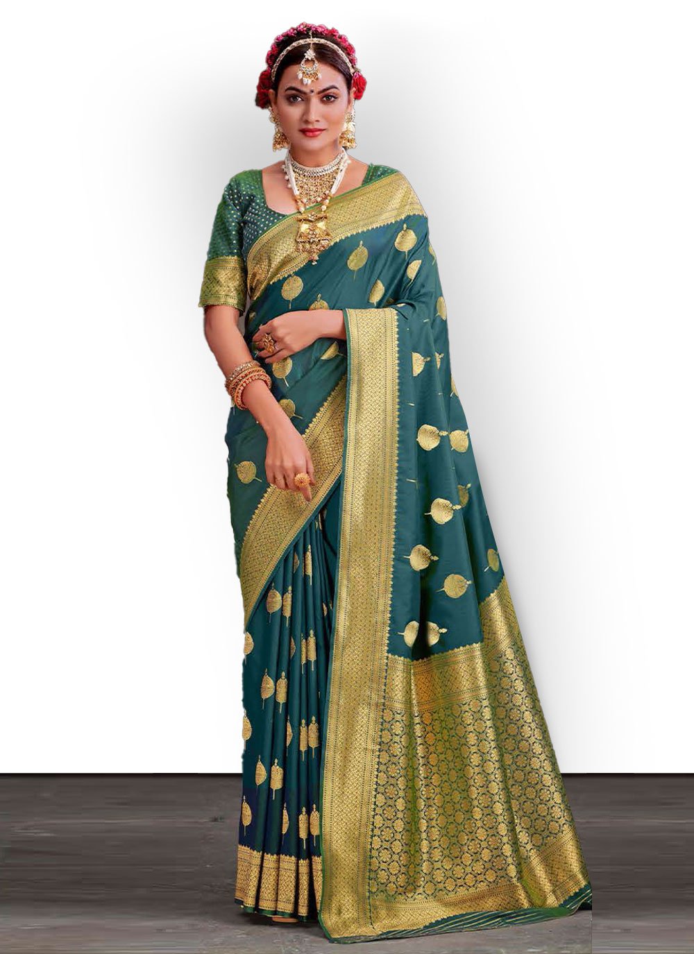 Traditional Saree Silk Morpeach Woven Saree