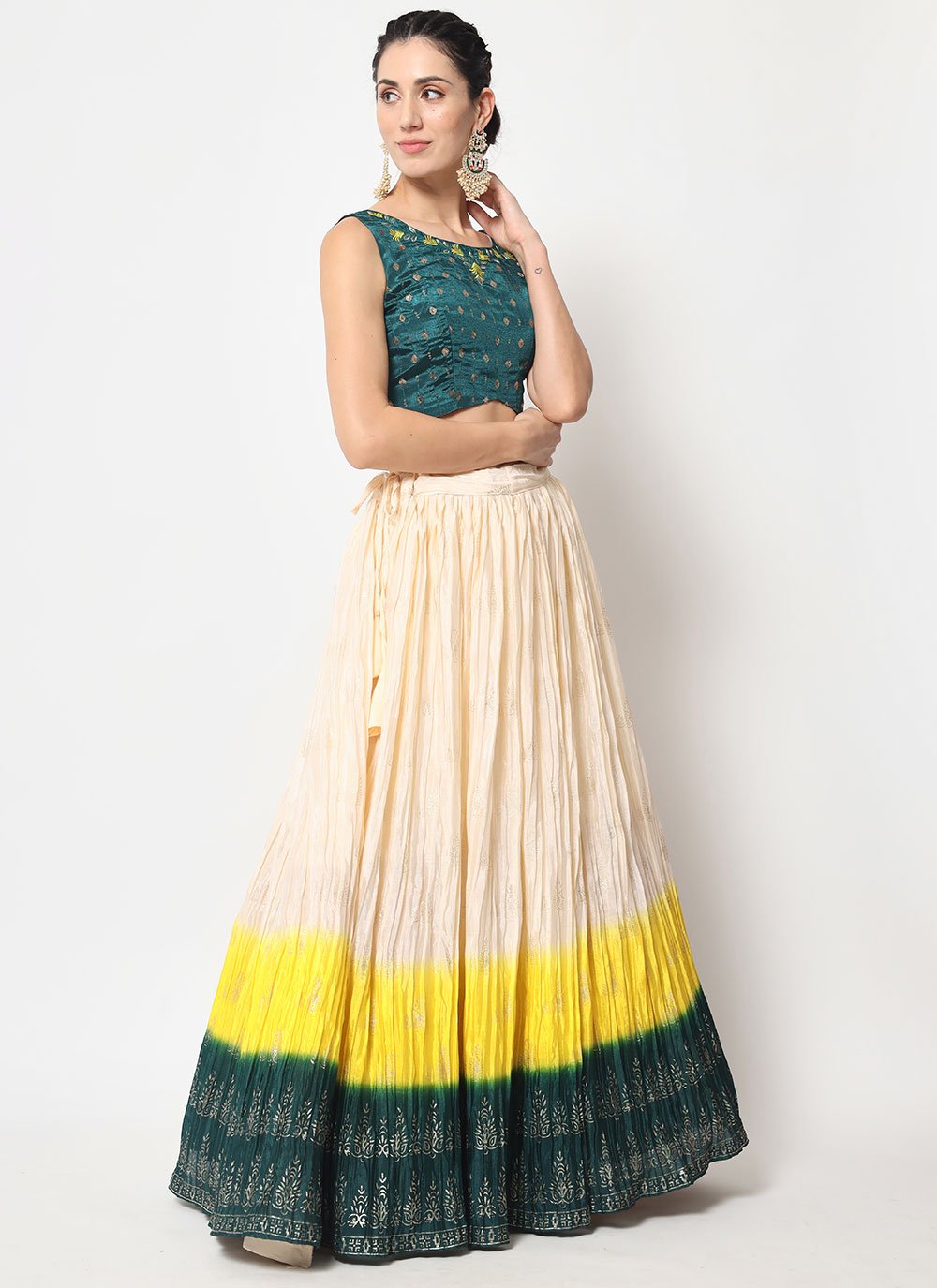 Lehenga Choli Chinon Silk Morpeach Embroidered Lehenga Choli