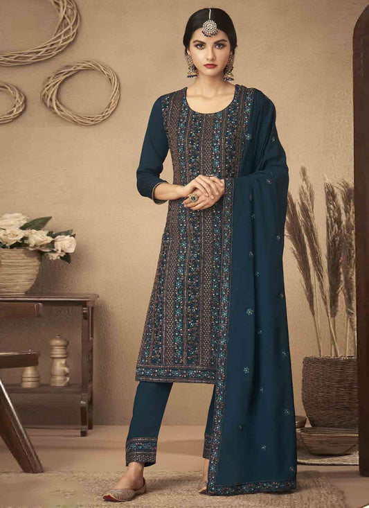 Trendy Suit Chinon Morpeach Embroidered Salwar Kameez