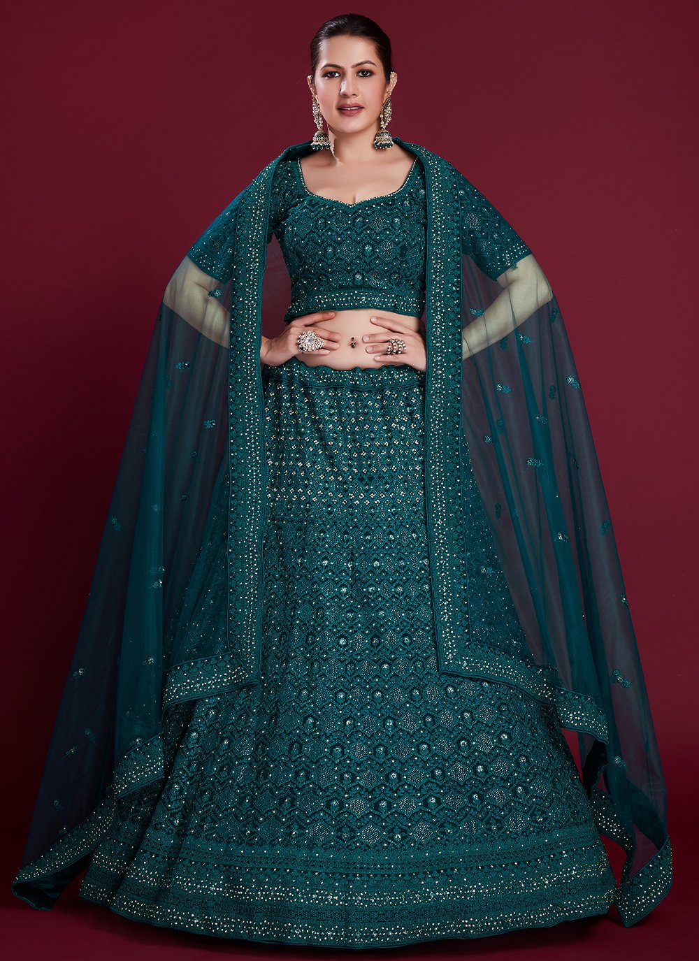 A Line Lehenga Georgette Morpeach Dori Work Lehenga Choli