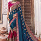 Contemporary Silk Viscose Morpeach Diamond Saree