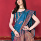 Contemporary Katan Silk Morpeach Patch Border Saree