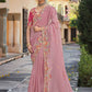 Classic Organza Tissue Pink Embroidered Saree