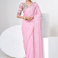 Classic Organza Pink Mukesh Work Saree
