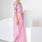 Classic Organza Pink Mukesh Work Saree