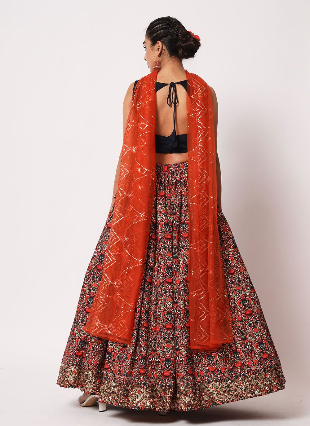 A Line Lehenga Art Silk Multi Colour Embroidered Lehenga Choli