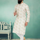 Kurta Pyjama Fancy Fabric Multi Colour Off White Digital Print Mens