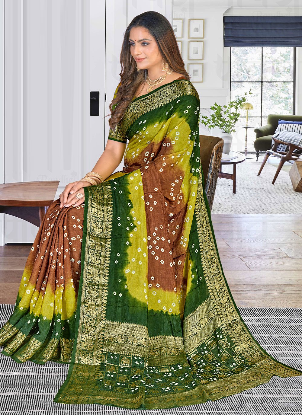 Classic Art Silk Multi Colour Bandhej Saree