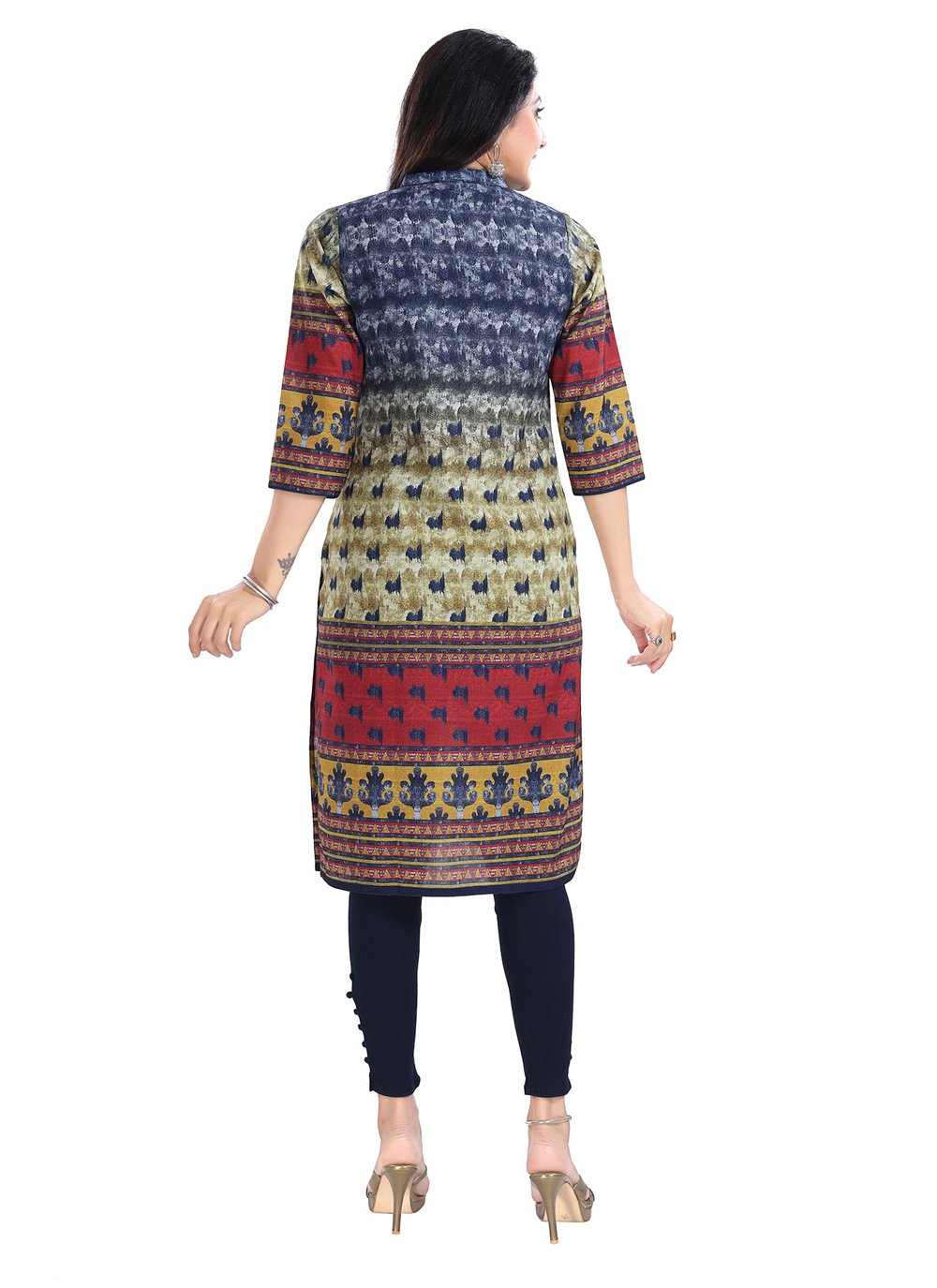 Designer Kurti Blended Cotton Multi Colour Digital Print Kurtis