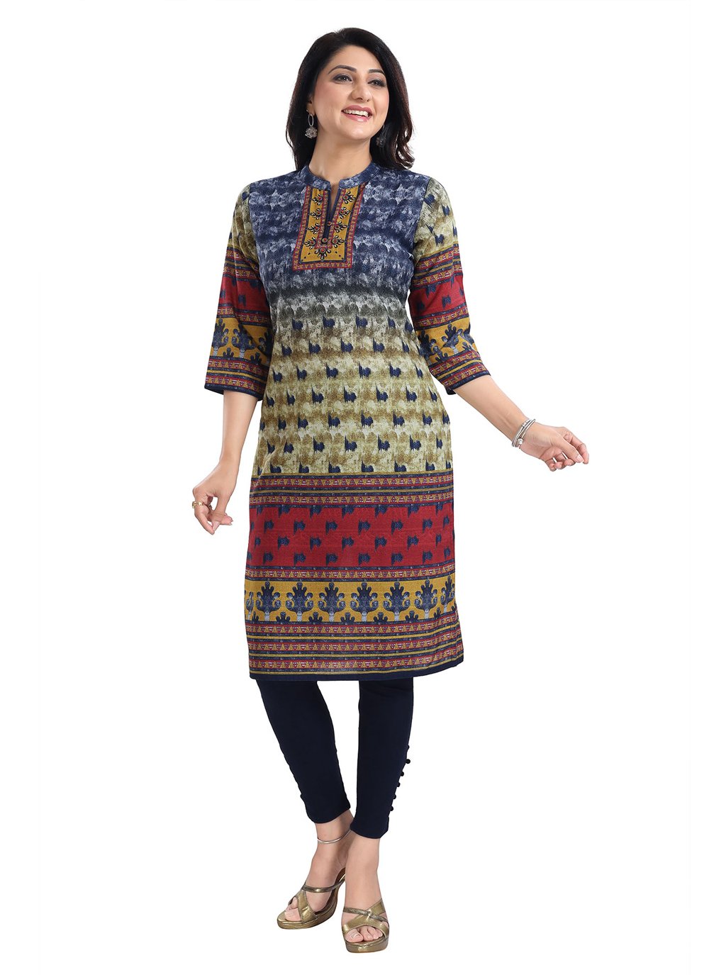 Designer Kurti Blended Cotton Multi Colour Digital Print Kurtis