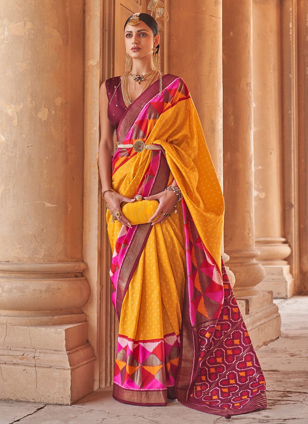 Trendy Saree Silk Multi Colour Patch Border Saree