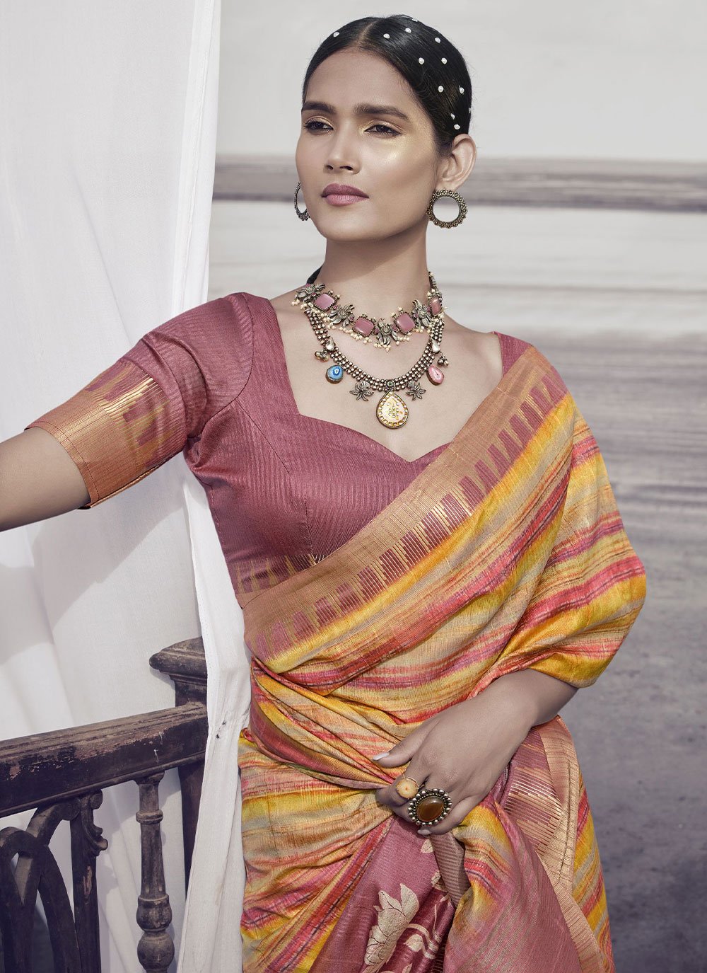 Trendy Saree Silk Multi Colour Digital Print Saree