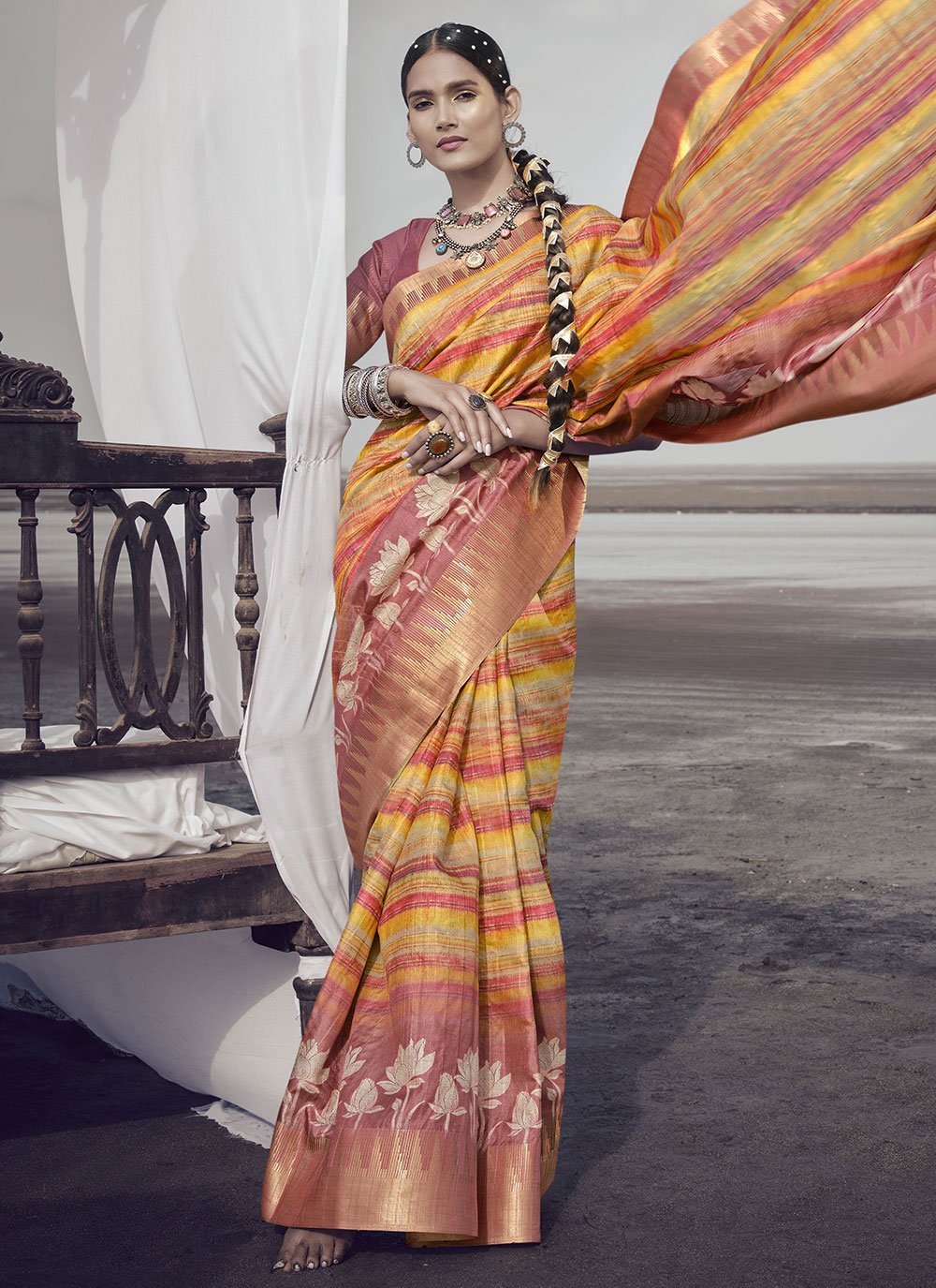 Trendy Saree Silk Multi Colour Digital Print Saree