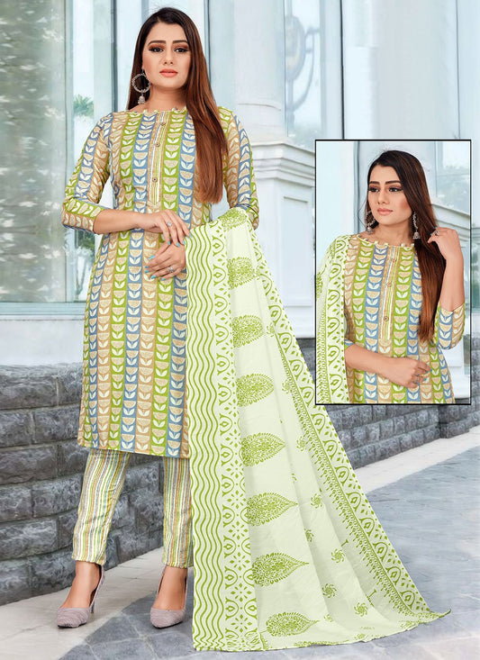Pant Style Suit Cotton Multi Colour Print Salwar Kameez