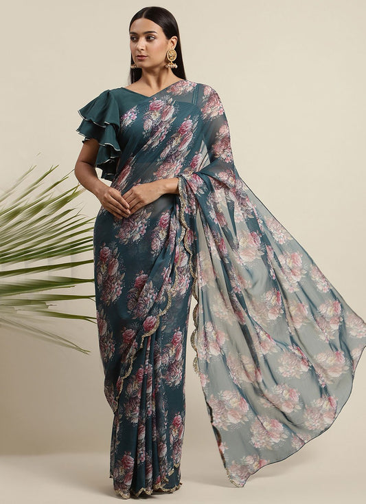 Classic Chiffon Multi Colour Digital Print Saree