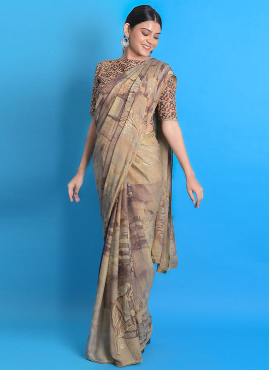Trendy Saree Chiffon Multi Colour Print Saree