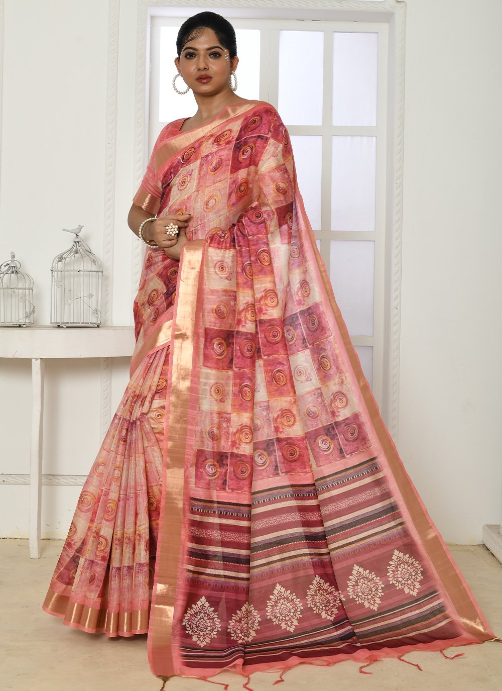 Classic Cotton Silk Multi Colour Patch Border Saree