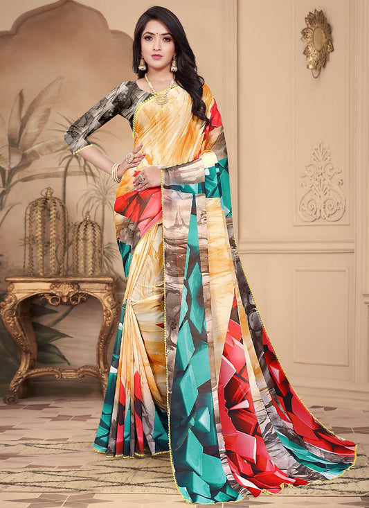 Contemporary Weight Less Multi Colour Digital Print Saree