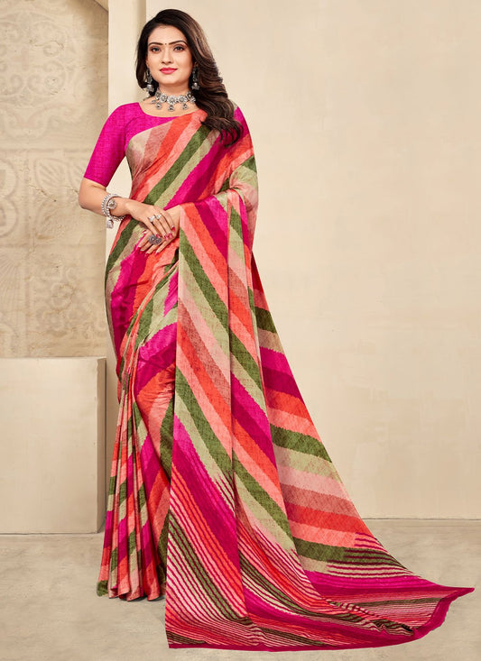 Contemporary Crepe Silk Multi Colour Print Saree