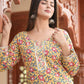 Designer Kurti Cotton Multi Colour Floral Patch Kurtis