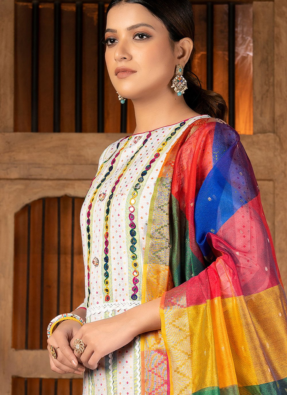 Trendy Suit Cotton Multi Colour Mirror Salwar Kameez