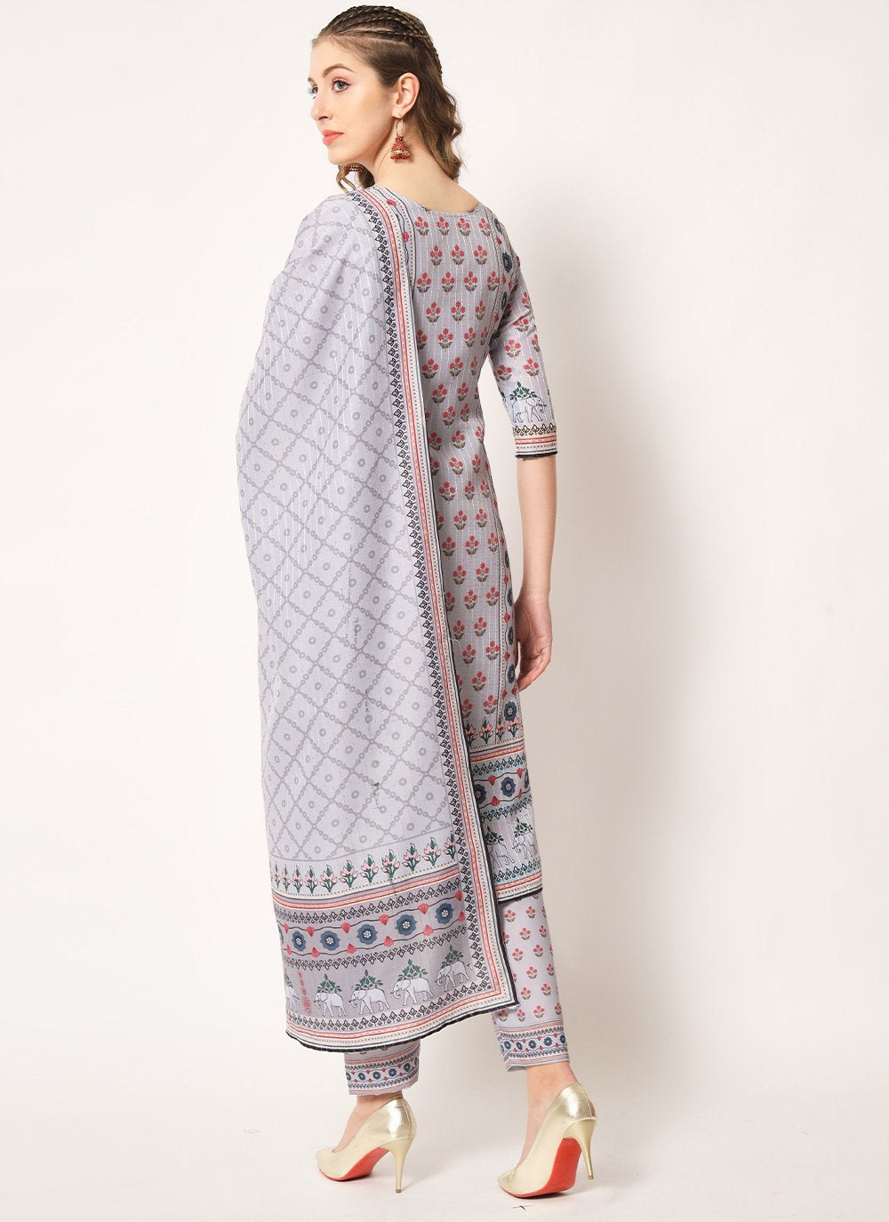 Straight Salwar Suit Muslin Multi Colour Embroidered Salwar Kameez