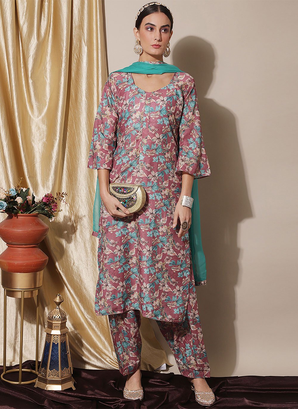 Salwar Suit Muslin Multi Colour Digital Print Salwar Kameez