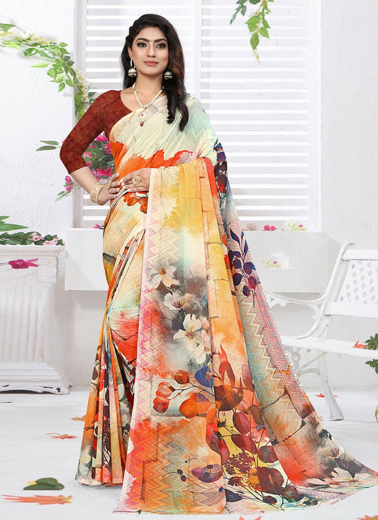Trendy Saree Weight Less Multi Colour Digital Print Saree