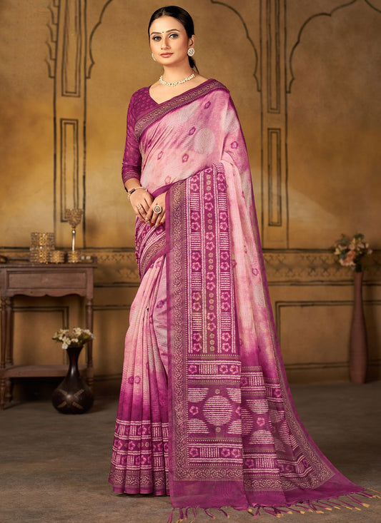 Classic Chanderi Silk Multi Colour Digital Print Saree