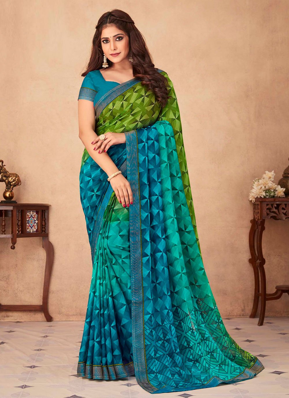 Casual Chiffon Multi Colour Print Saree