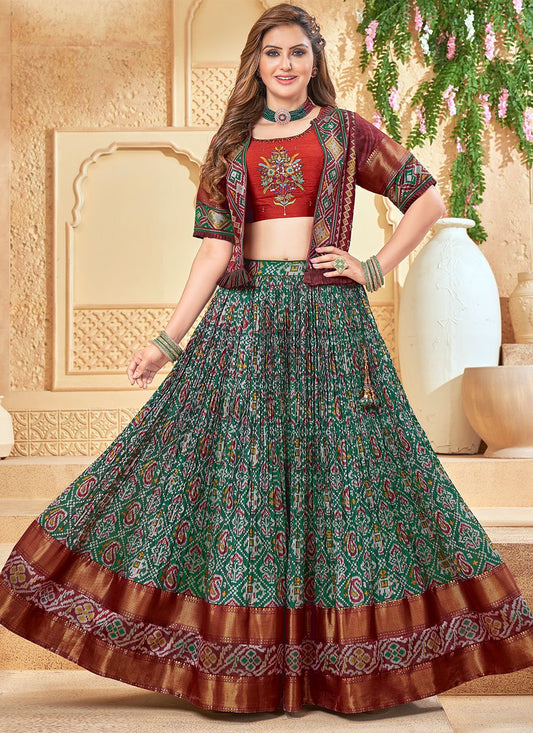 A Line Lehenga Silk Multi Colour Print Lehenga Choli