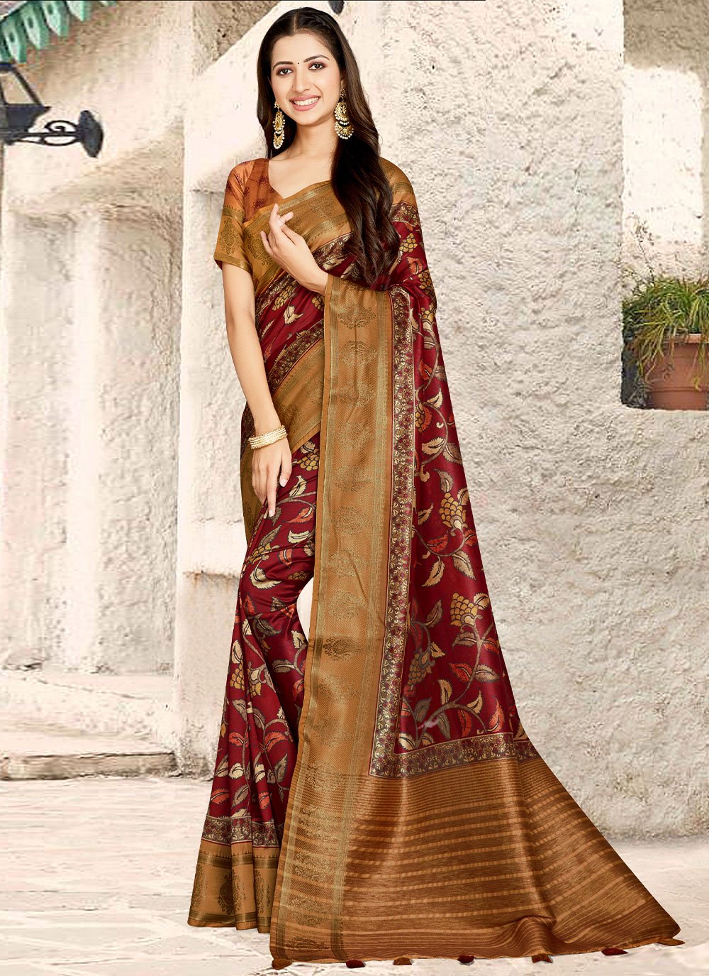 Classic Banarasi Silk Multi Colour Digital Print Saree