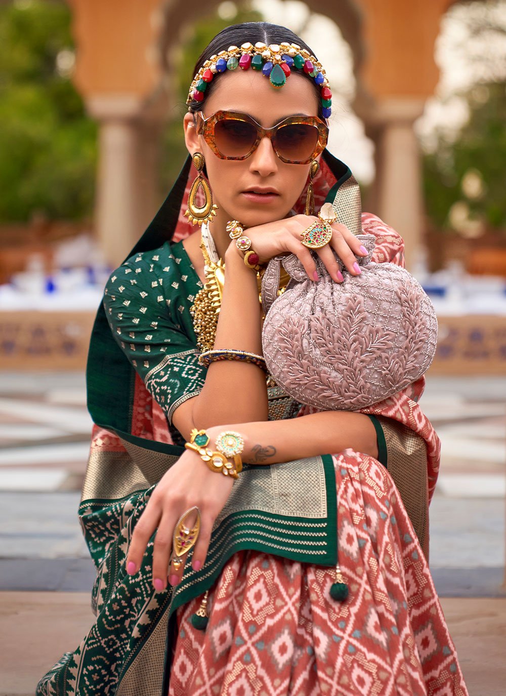 Classic Silk Multi Colour Foil Print Saree