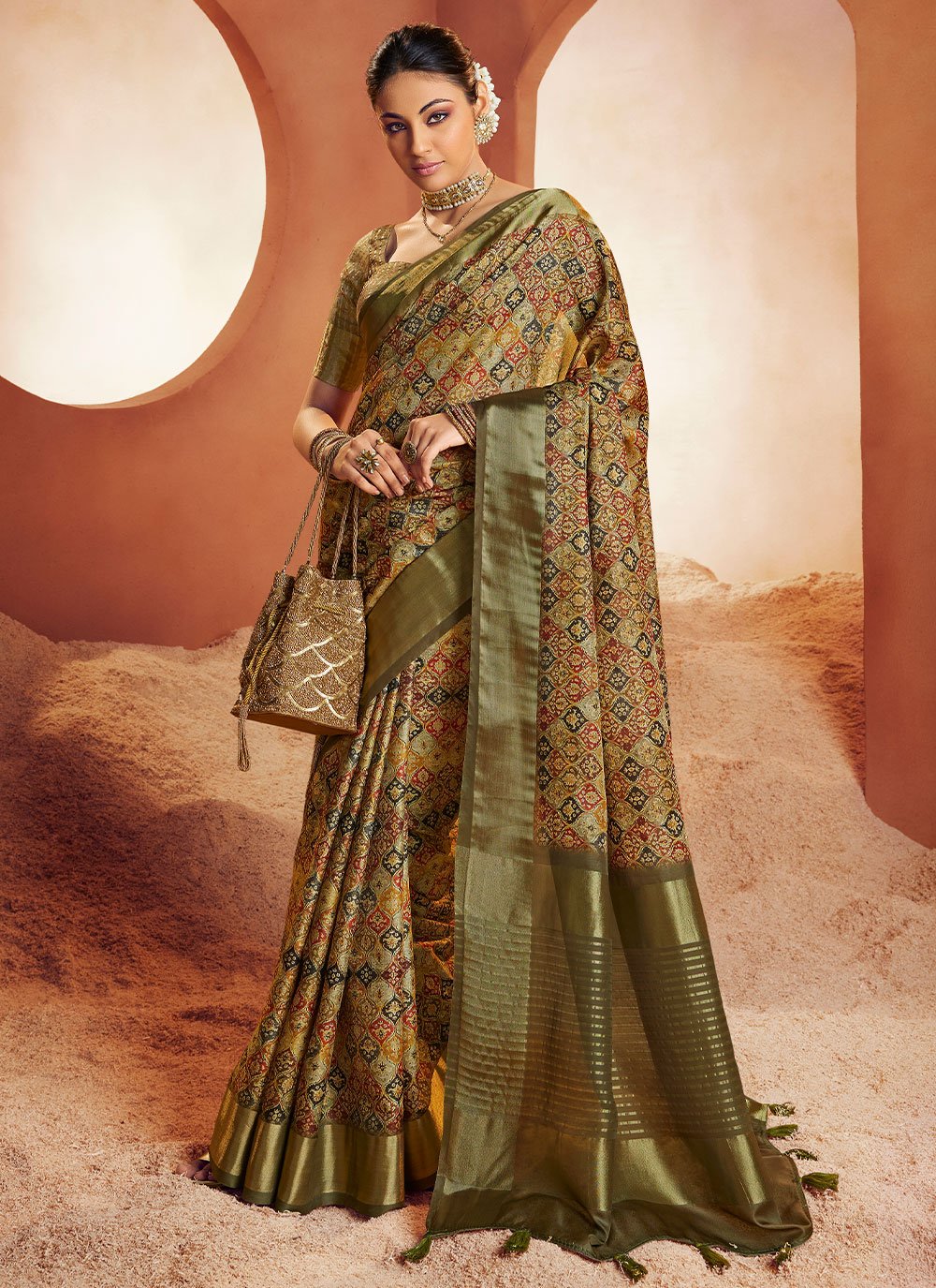 Classic Crepe Silk Multi Colour Digital Print Saree