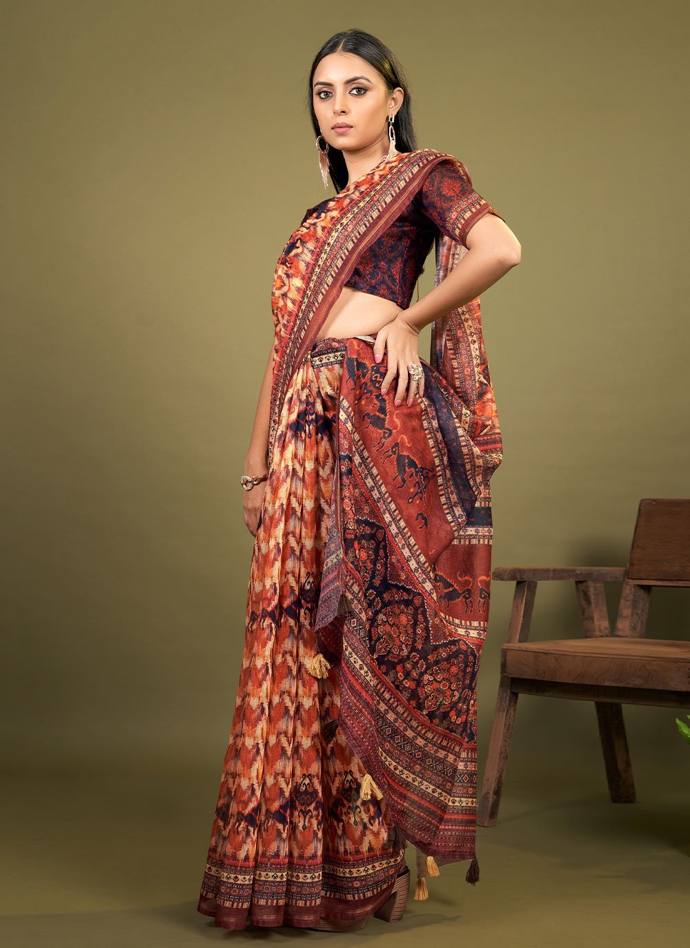 Contemporary Cotton Multi Colour Print Saree