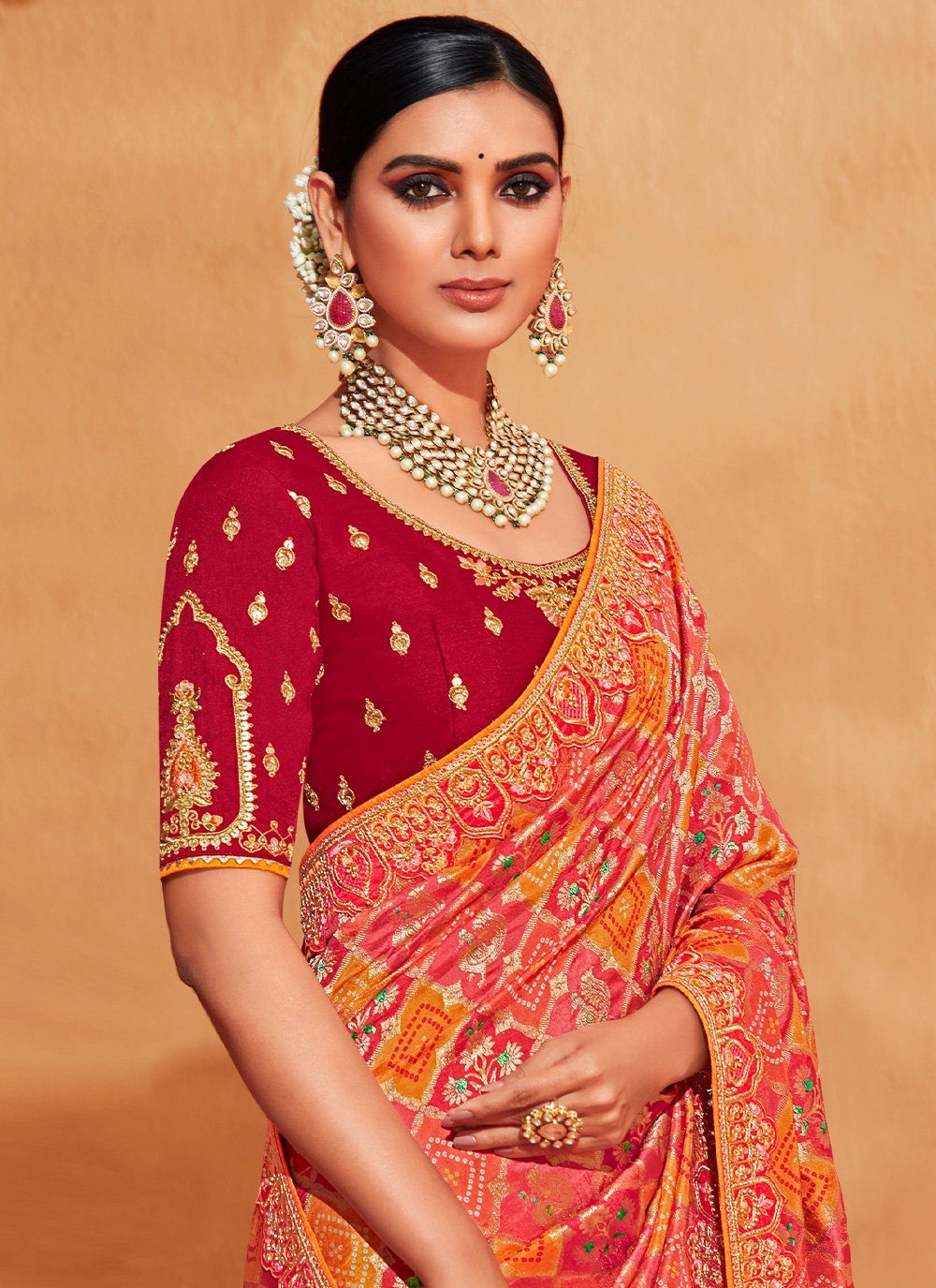 Contemporary Silk Multi Colour Patch Border Saree