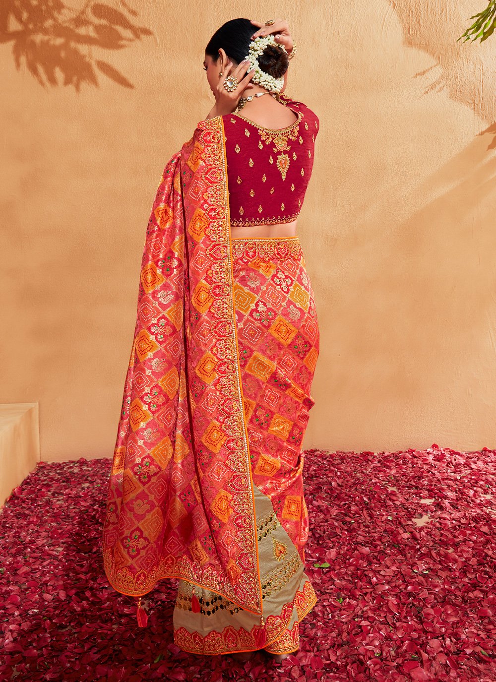 Contemporary Silk Multi Colour Patch Border Saree