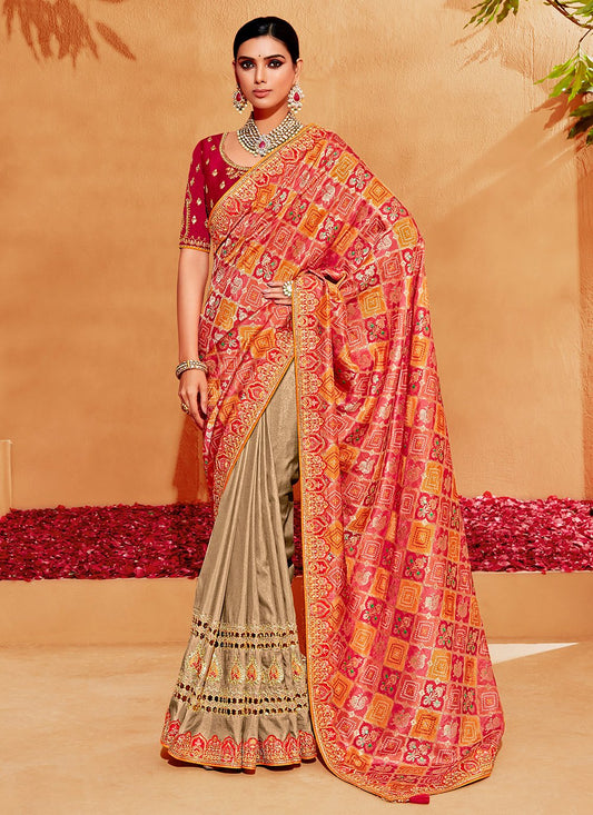 Contemporary Silk Multi Colour Patch Border Saree