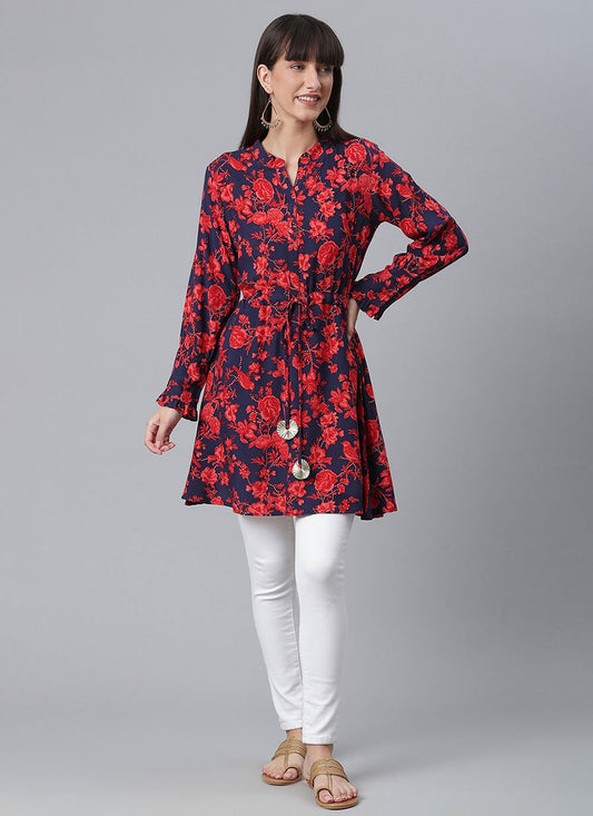 Designer Kurti Rayon Multi Colour Print Kurtis