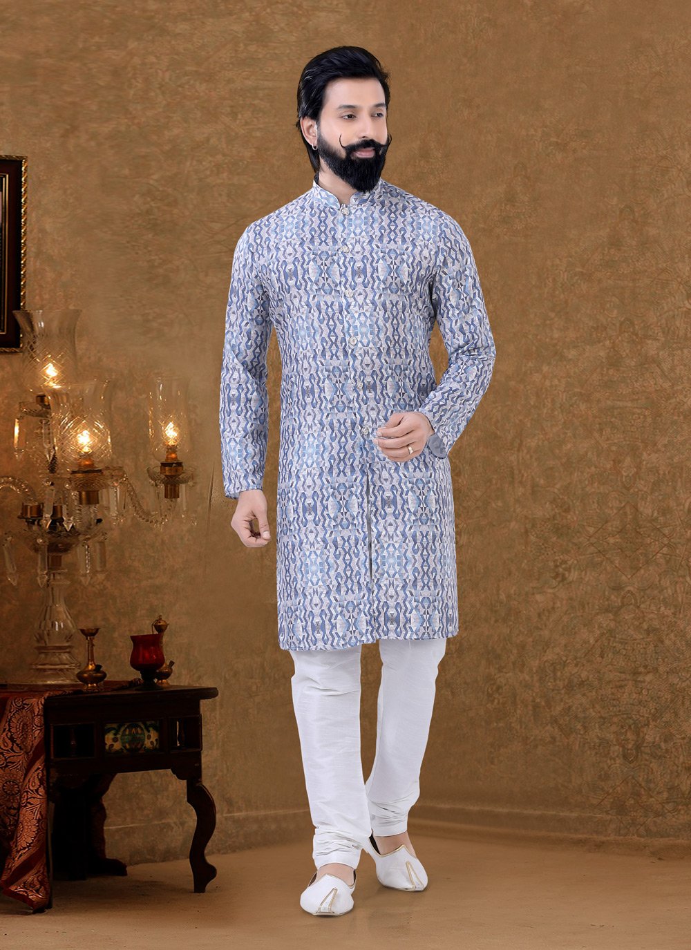 Kurta Pyjama Cotton Multi Colour Digital Print Mens