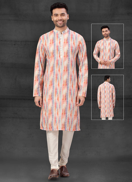 Kurta Pyjama Silk Multi Colour Fancy Work Mens