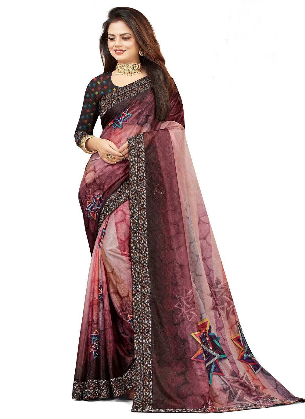 Trendy Saree Lycra Multi Colour Digital Print Saree